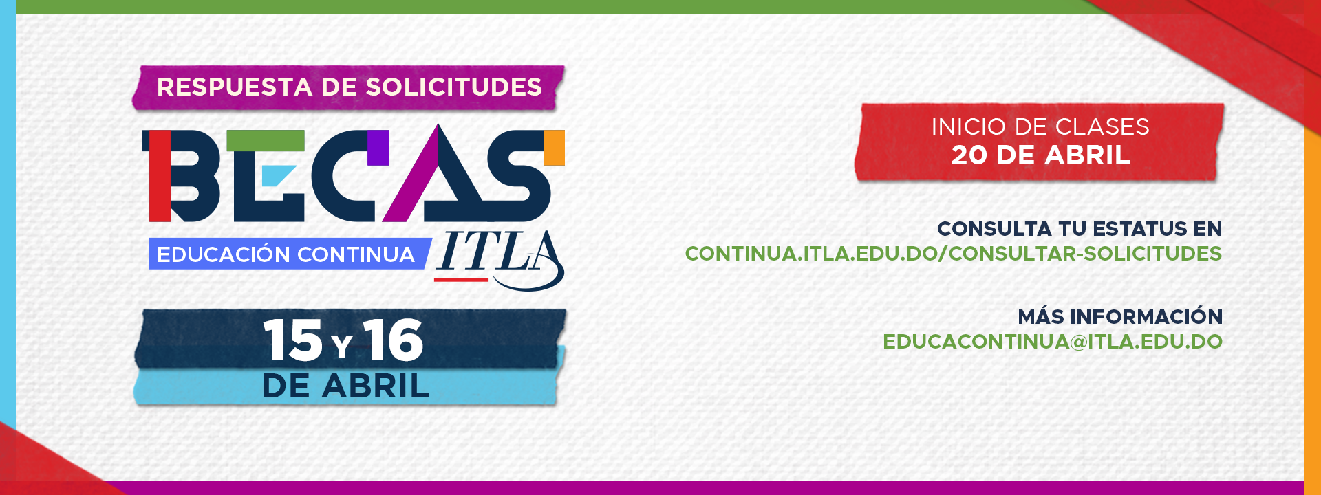 Banner de respuesta de solicitud a becas